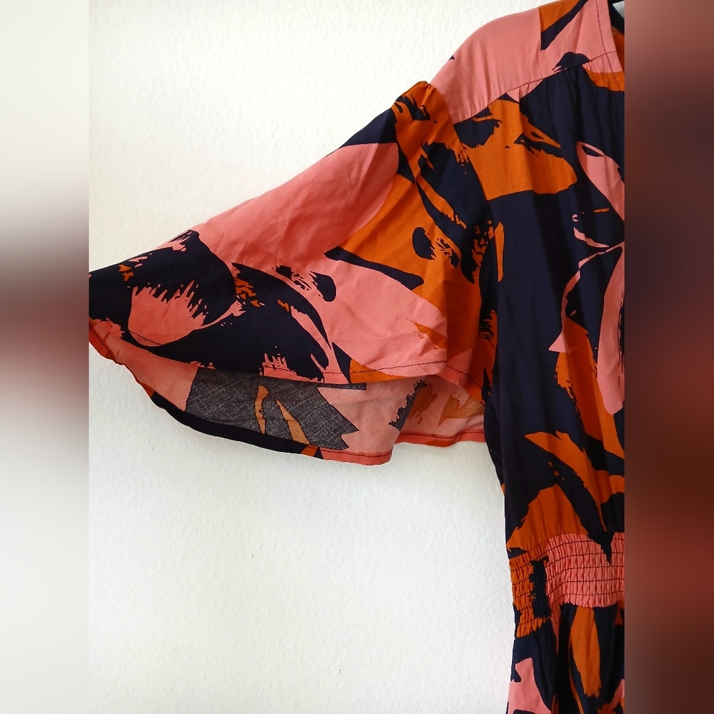 ABEL THE LABEL Floral Midi DRESS Anthropologie BEACHY TROPICAL Women's Size M - Picture 5 of 10